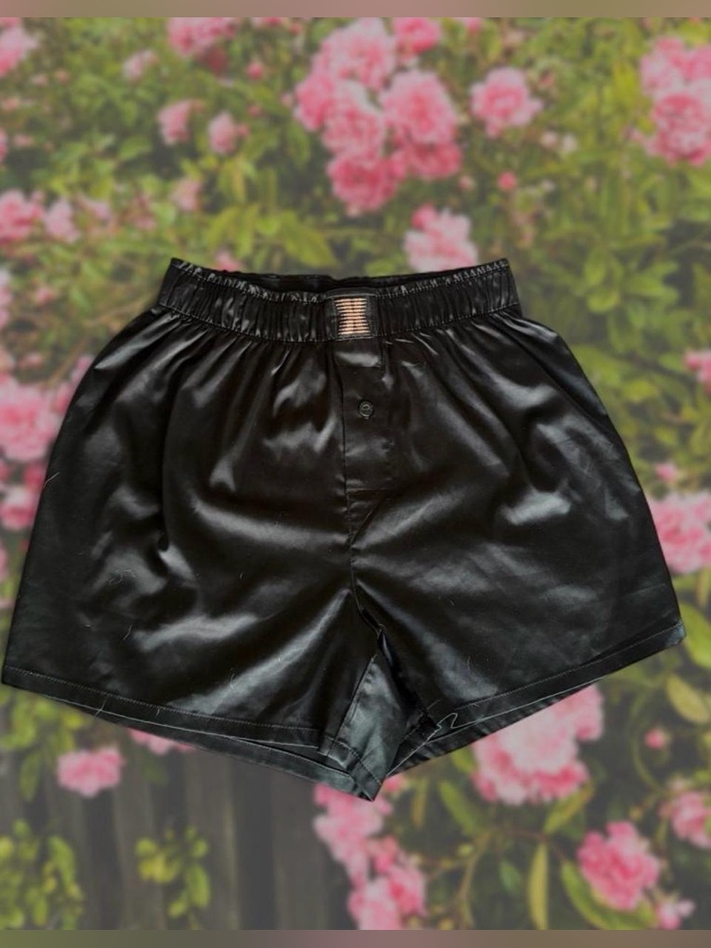 Savage X Fenty Faux Satin High boxer Shorts in Black XS Like New